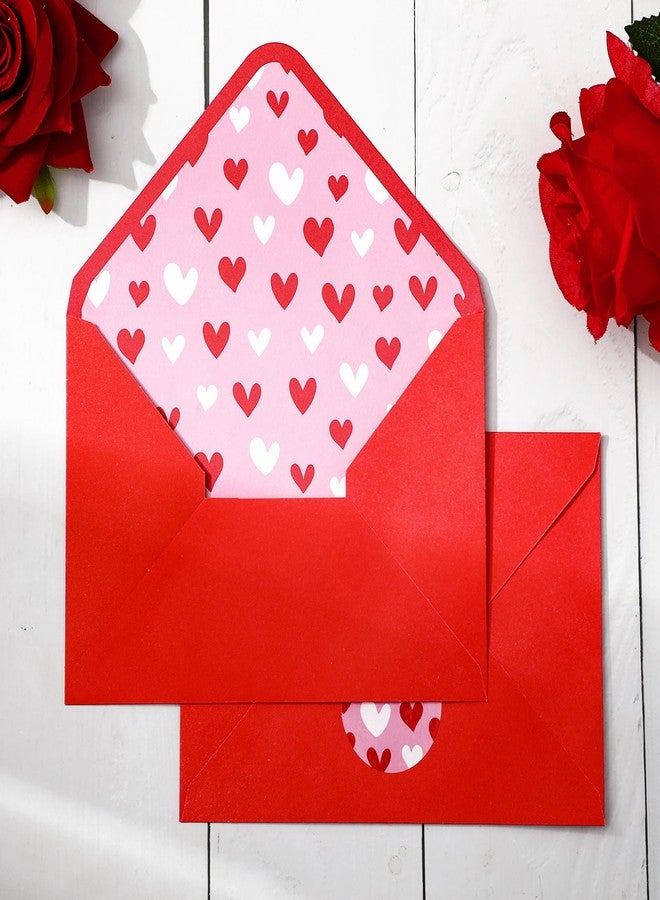 Whaline 50Pcs Valentine's Day Invitation Envelopes Greeting Card Envelope Red Pink Heart Gift Card Sleeves with Stickers for Mailing Envelopes Sending Card, 4.3 x 6.3 Inch - Image 1
