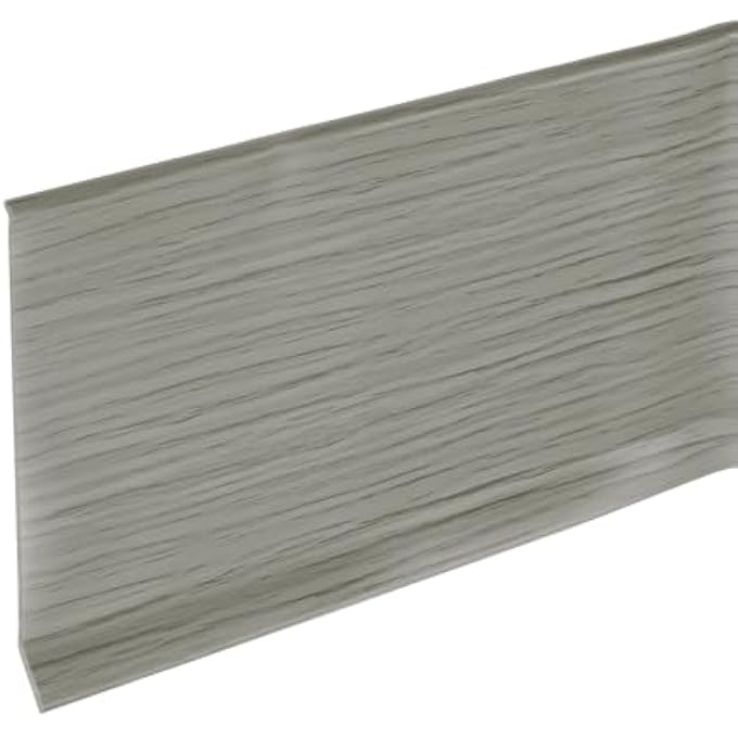 20FT X 4" BASEBOARD TRIM PEEL AND STICK FLEXIBLE MOLDING TRIMS, SELF ADHESIVE PVC WALL BASE COVE BASE BASEBOARDS FOR WALLS CORNER, GREY WOOD GRAIN - Image 1