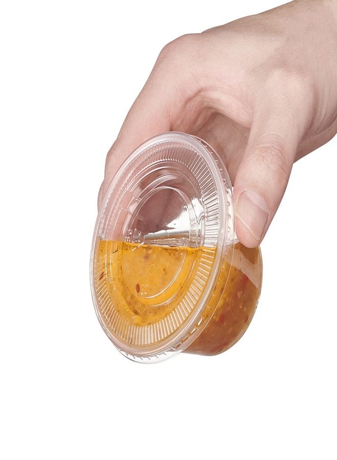 GUSTO [4 oz. - 50 Count Clear Disposable Plastic Portion Cups with Lids - Soufflé Cups, Clear Jello Shot Containers With Lids Perfect for salad Dressing and More - (Formerly Comfy Package) - Image 3