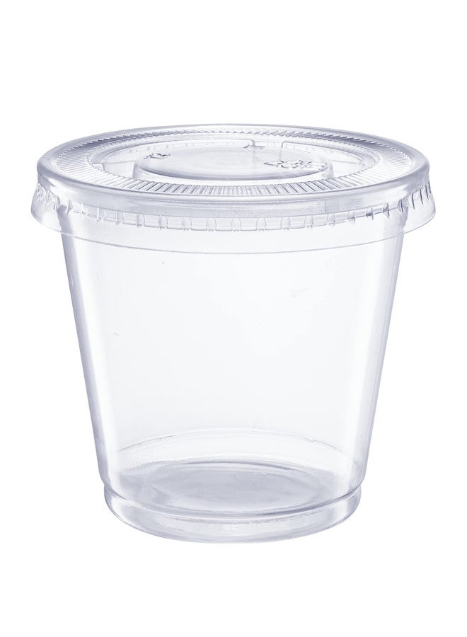 GUSTO [4 oz. - 50 Count Clear Disposable Plastic Portion Cups with Lids - Soufflé Cups, Clear Jello Shot Containers With Lids Perfect for salad Dressing and More - (Formerly Comfy Package) - Image 2