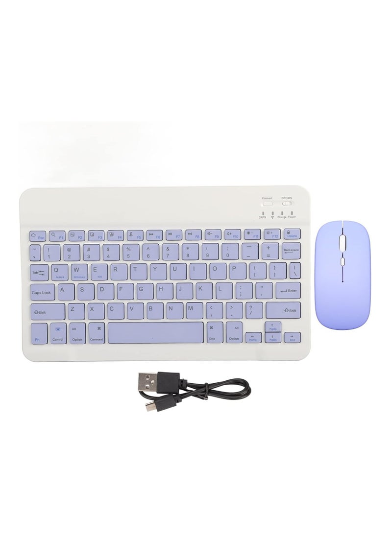 Wireless Bluetooth Three System Universal Mobilephone and Tablet Keyboard with Mouse Set - English light purple