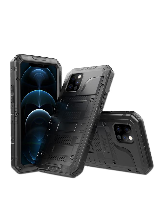 اس-توب جراب لهاتف iPhone 12 Pro مصنوع من المعدن والسيليكون مع واقي شاشة - Image 1