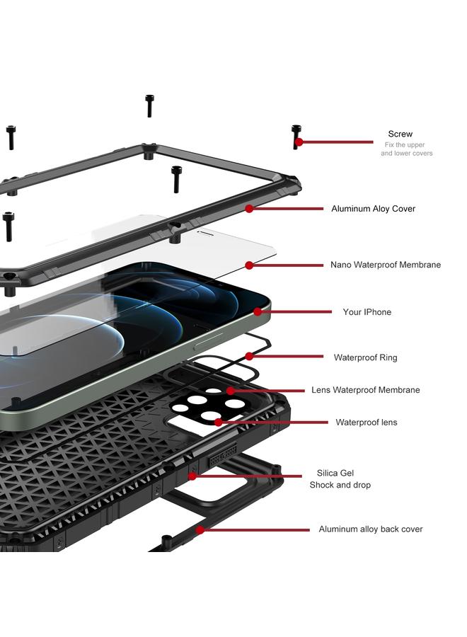 اس-توب جراب لهاتف iPhone 12 Pro مصنوع من المعدن والسيليكون مع واقي شاشة - Image 3