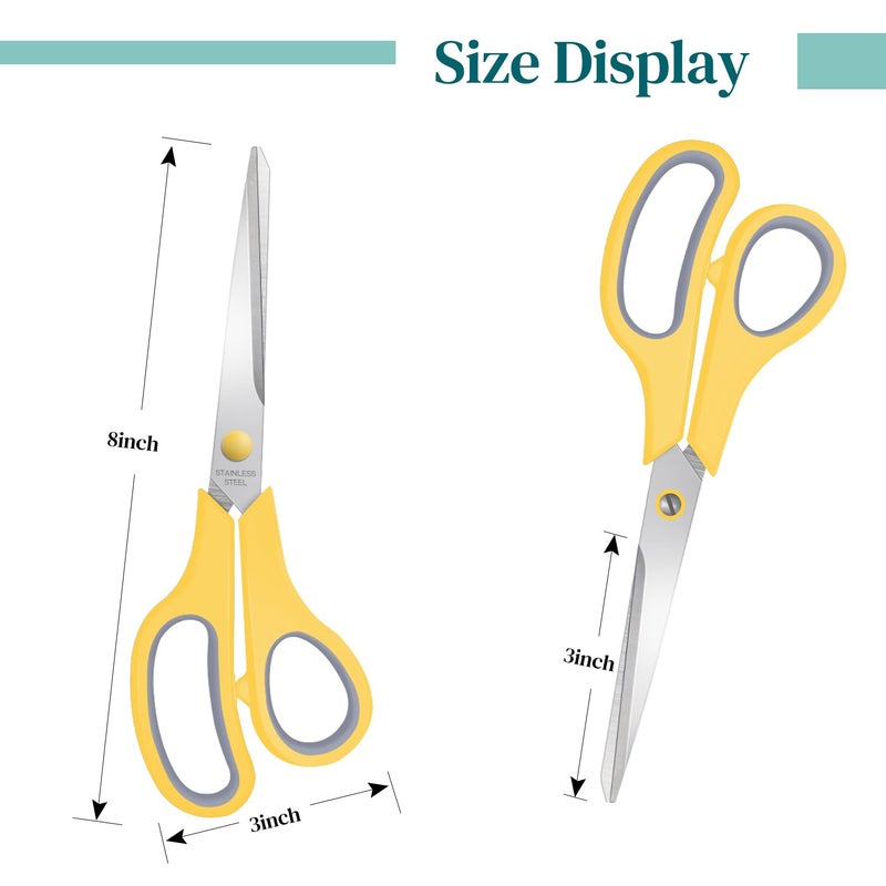 Xnluothsk 6 Packs Sewing Craft Scissors Bulk,8" Multipurpose Heavy Duty Sharp Scissors,Stainless Steel Shears for Home Office Student Supplies,6 Colors - Image 2