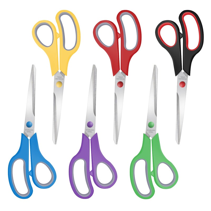 Xnluothsk 6 Packs Sewing Craft Scissors Bulk,8" Multipurpose Heavy Duty Sharp Scissors,Stainless Steel Shears for Home Office Student Supplies,6 Colors - Image 1