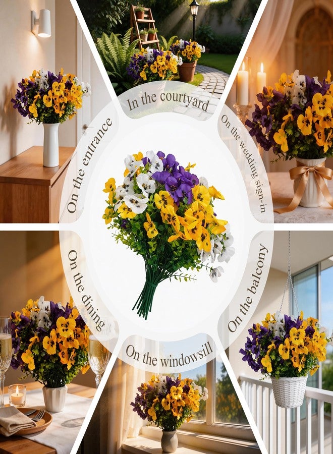 Prelady Pelady 9 UV-Resistant Artificial Pansies for Outdoors, Realistic Silk Flowers, Outdoor Viewing Decor, Outdoor Wedding Arrangement, for Mom Grandma Wife - Image 2
