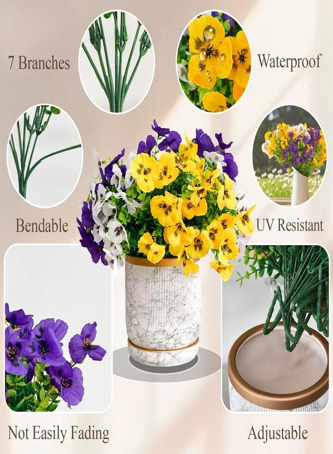 Prelady Pelady 9 UV-Resistant Artificial Pansies for Outdoors, Realistic Silk Flowers, Outdoor Viewing Decor, Outdoor Wedding Arrangement, for Mom Grandma Wife - Image 4