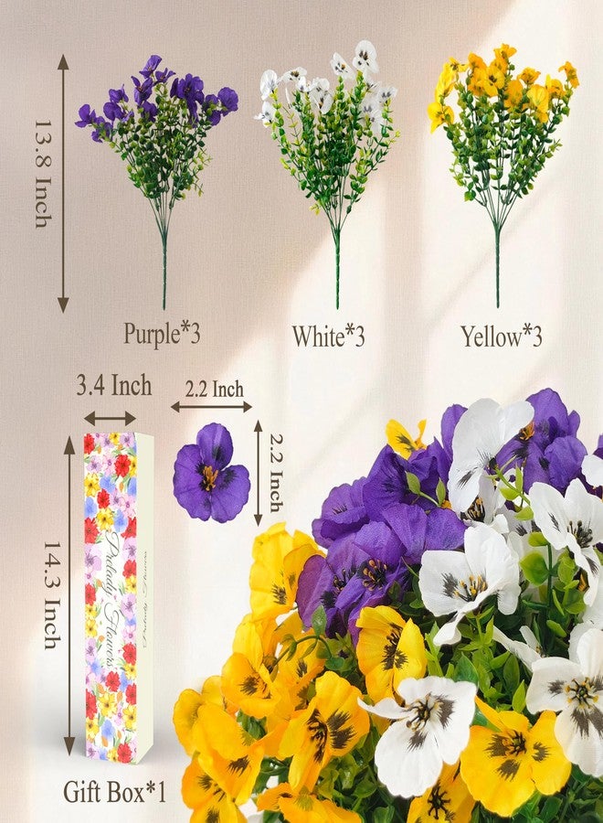 Prelady Pelady 9 UV-Resistant Artificial Pansies for Outdoors, Realistic Silk Flowers, Outdoor Viewing Decor, Outdoor Wedding Arrangement, for Mom Grandma Wife - Image 3
