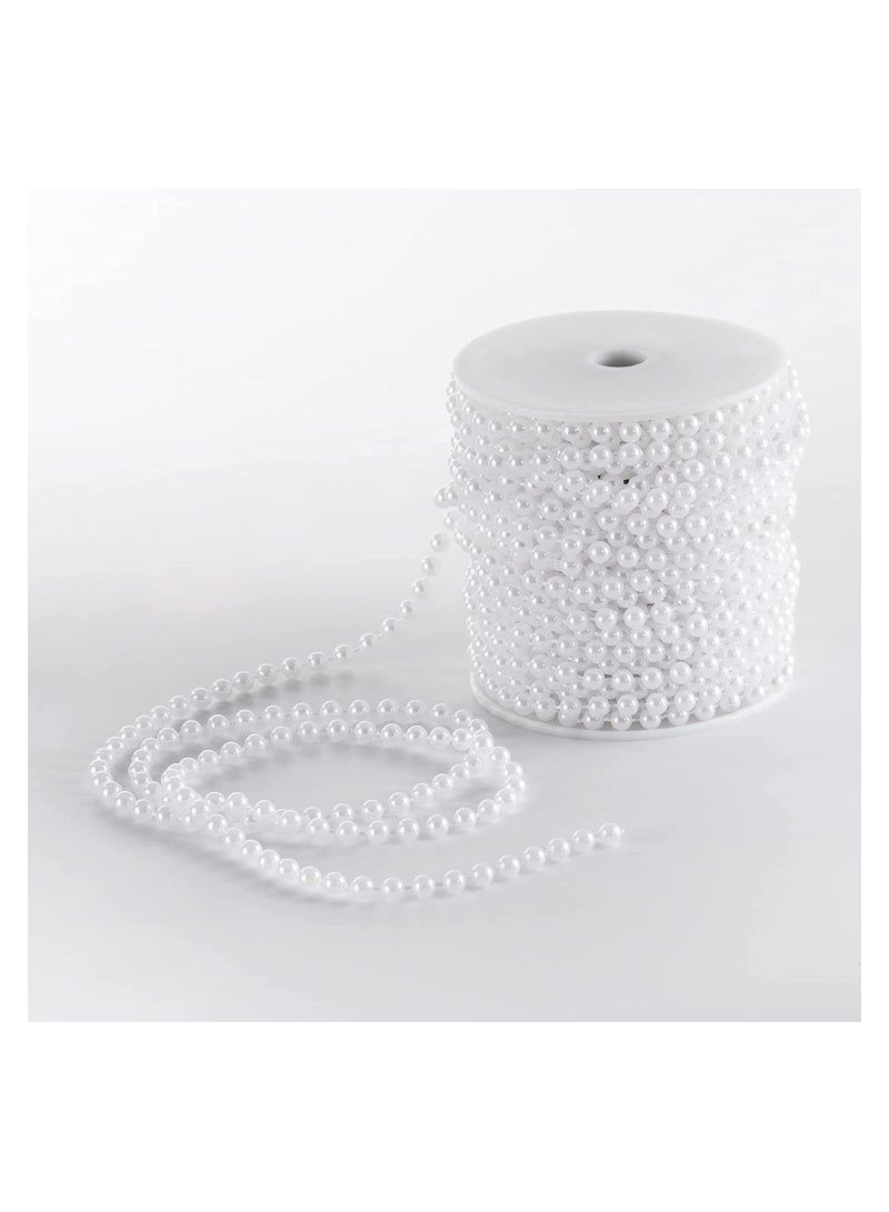 Excefore Craft String Pearls 6MM Pearl Bead 10M White Faux Pearl Garland Spool Roll Strand Wedding Party Decoration - Image 2