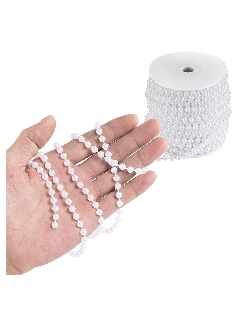 Excefore Craft String Pearls 6MM Pearl Bead 10M White Faux Pearl Garland Spool Roll Strand Wedding Party Decoration - Image 4