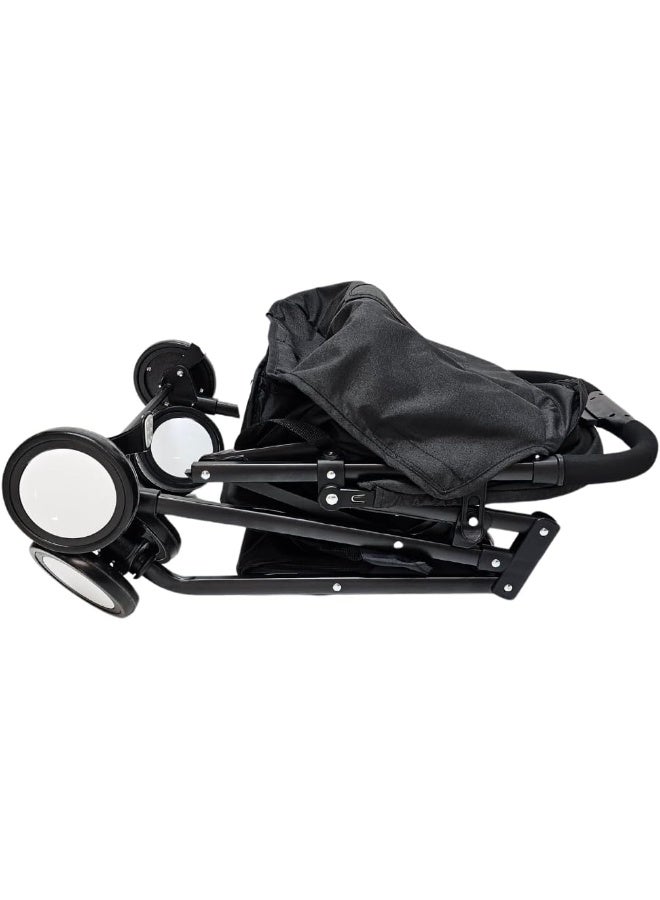 SMR kids T300 Baby Stroller Easy Fold, Multi Position and Sun Protection Canopy 68 X 100 X 50 Black - Image 5
