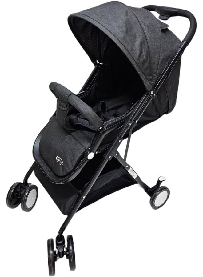 SMR kids T300 Baby Stroller Easy Fold, Multi Position and Sun Protection Canopy 68 X 100 X 50 Black - Image 1