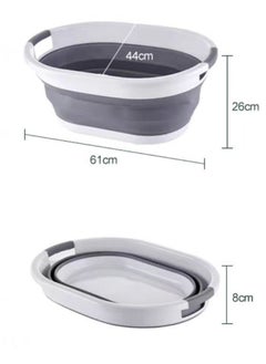 Generic Portable Folding Oval Plastic Laundry Basket Home Grey Laundry Basket Bathroom Washing Tools Home Outdoor Plastic Products IR  - Image 3