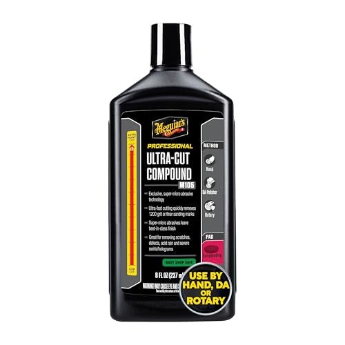 Meguiar's مركب ميغوايرز ميرور غليز M105 فائق القطع، مركب تلميع السيارات لإزالة الخدوش والدوامات الثقيلة مع إضافة اللمعان، آمن وفعال على جميع طلاءات السيارات اللامعة والطلاءات الشفافة، 8 أونصات - Image 1