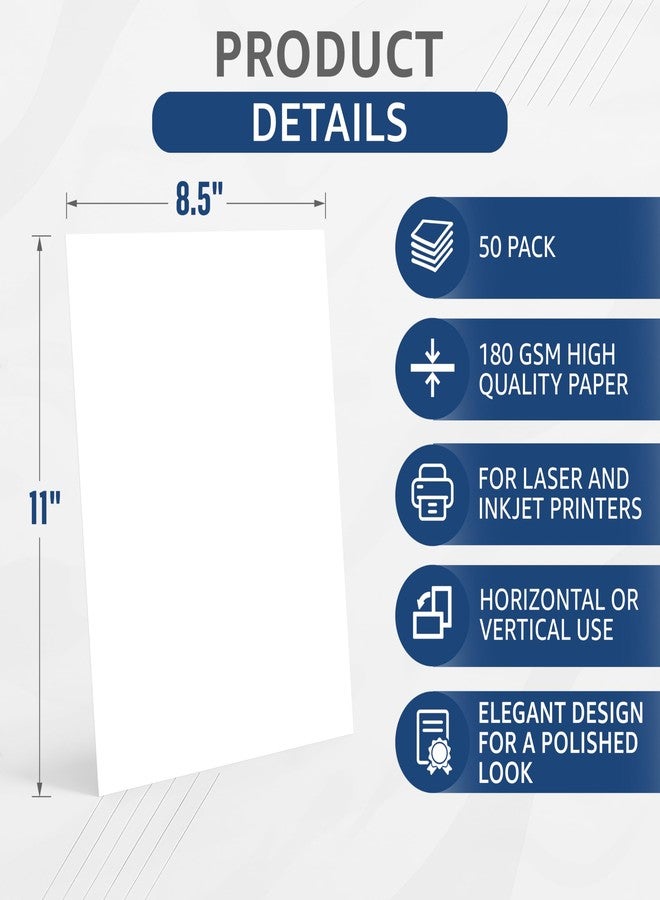 JUZARI 50 Certificate Paper 8.5 x 11 for Printing - Blank Certificate Papers for Award Certificates & Diploma Paper - Premium White Award Papers Cardstock for Awards & Certificates Graduation - Image 2