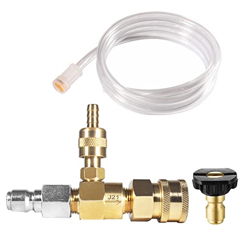 YAMATIC Adjustable Chemical Injector Kit, Downstream Injector Kit for Pressure Washer, 3/8 Inch Connectors, Soap Injector with Siphon Hose & Soap Nozzle,4500PSI - Image 1