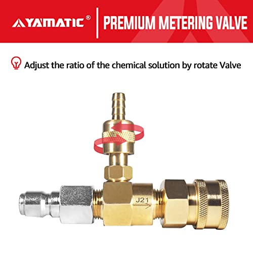 YAMATIC Adjustable Chemical Injector Kit, Downstream Injector Kit for Pressure Washer, 3/8 Inch Connectors, Soap Injector with Siphon Hose & Soap Nozzle,4500PSI - Image 3