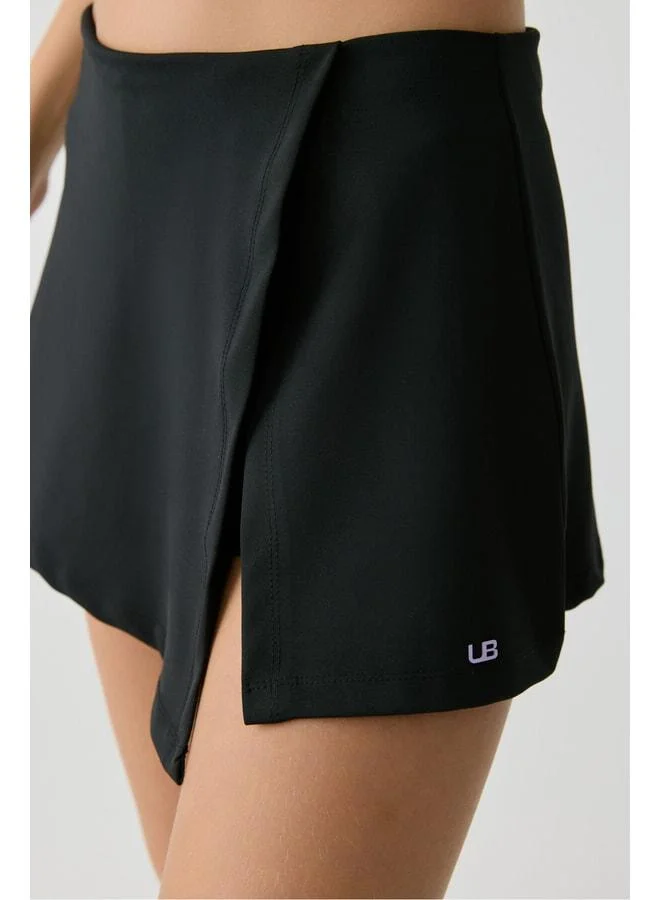 Urban Beat FAYA Women's Ultra-Soft Black Wrap Skirt with Built-In Shorts.