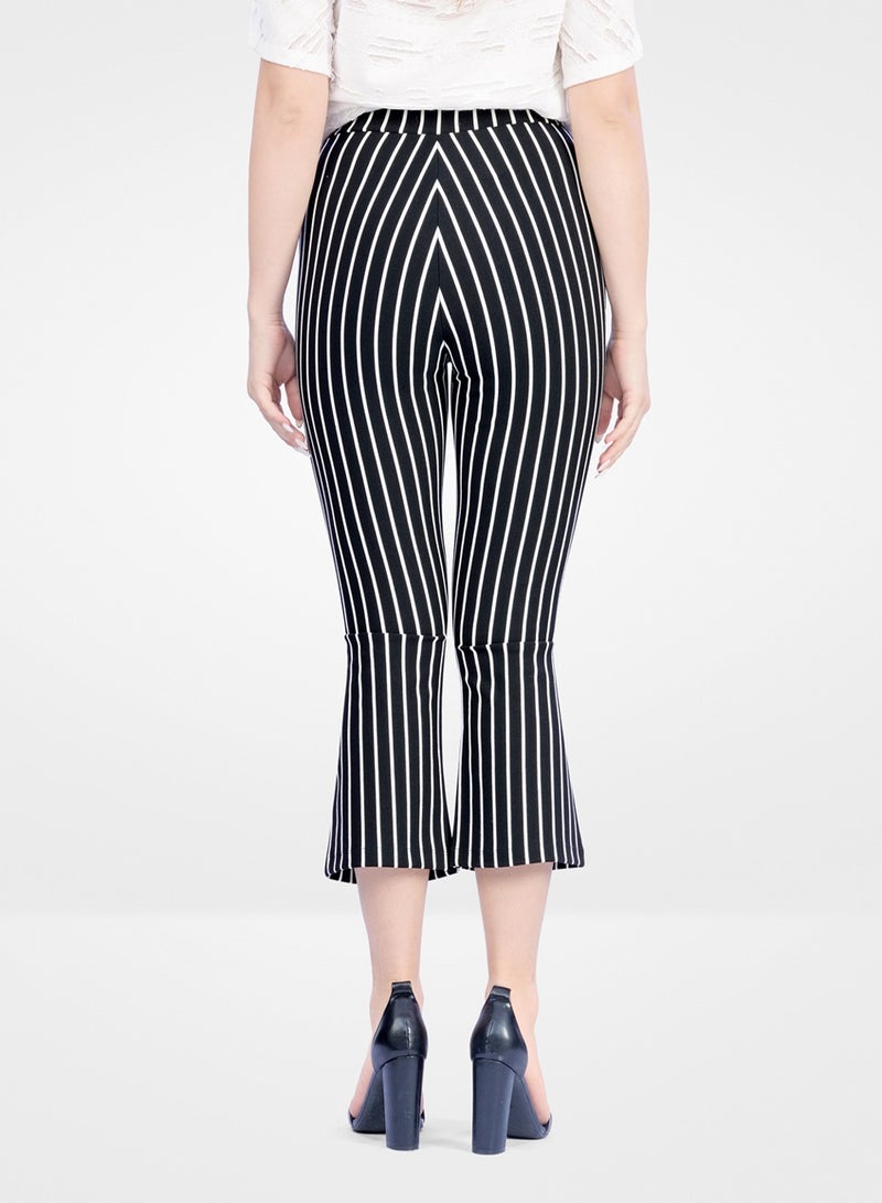 Web Denim Web Denim Stripe Pattern High Waist Fashionable Bell Bottom Pants Stretchable Comfort Fit Casual Rayon Pant For Women’s - Image 3