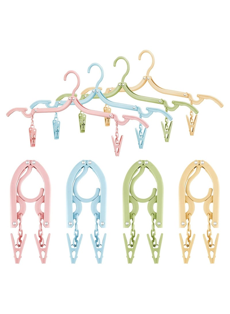 Oasisgalore 8pcs Foldable Travel Hangers with 16 Clips - Portable Clothes Drying Rack for Adults (Colorful) - Image 1