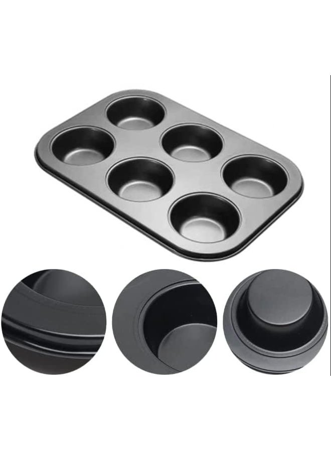 2-Pack 6 Cup Cupcake Baking tray Non-Stick Carbon Steel Muffin Tray Oven Baking Pan Heat Resistant Bakeware Pan perfect for making Cupcakes, Mini Pie, Tart and Muffins  - Image 2