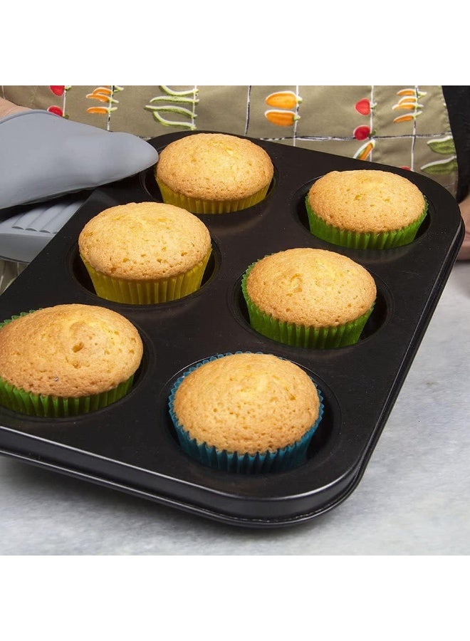 2-Pack 6 Cup Cupcake Baking tray Non-Stick Carbon Steel Muffin Tray Oven Baking Pan Heat Resistant Bakeware Pan perfect for making Cupcakes, Mini Pie, Tart and Muffins  - Image 3