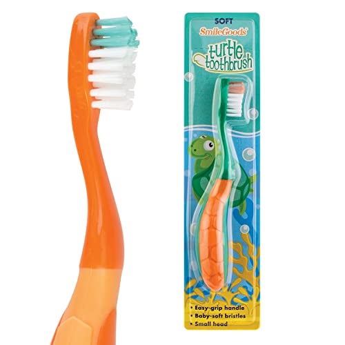 Practicon SmileGoods Y241 Turtle Toothbrush For First Time Brushers, 24 Tuft, Soft Bristle, 72 Individually Packaged Premium Toothbrushes, Assorted Colors Bulk Pack - Image 1