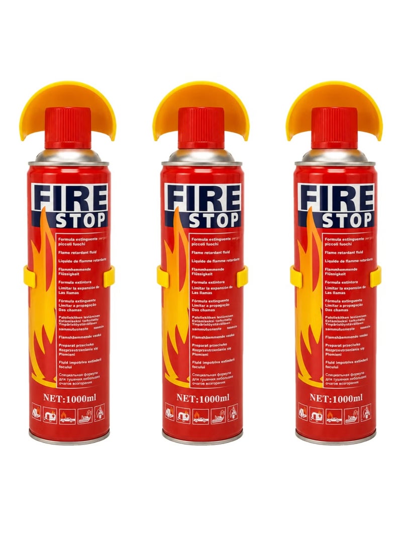 FIRE STOP 3 Pieces FIRE STOP Fire Extinguisher Foam Spray for Car, Home, Office, 1000 mL with Bracket - Image 2