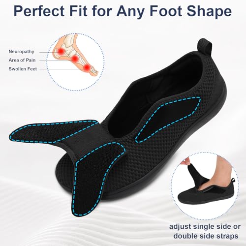 Scurtain Mens Walking Shoes Wide Width Diabetic Shoes for Men Elderly Seniors Adjustable Swollen Feet Neuropathy Orthopedic Edema Shoes Breathable Indoor Outdoor Slippers Summer Spring House Shoe Size 12 - Image 4