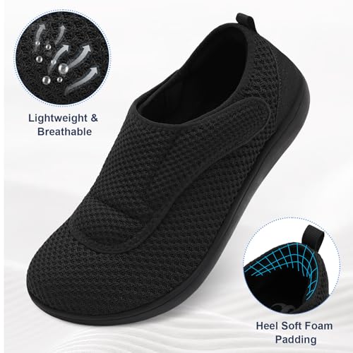 Scurtain Mens Walking Shoes Wide Width Diabetic Shoes for Men Elderly Seniors Adjustable Swollen Feet Neuropathy Orthopedic Edema Shoes Breathable Indoor Outdoor Slippers Summer Spring House Shoe Size 12 - Image 5
