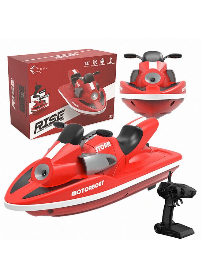 H118 Mini Tianke Remote Control Boat Electric High Speed Boat Children's Water Toy Ship Turbojet-Color:H152 Yellow Dual Motor Drive-Specifications:Single Electric Version  - Image 3