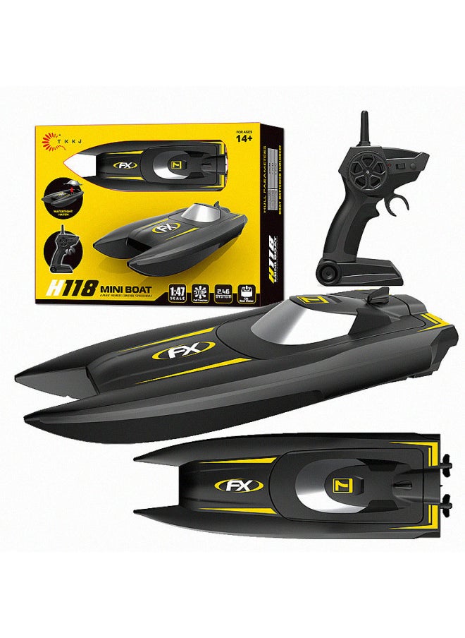 H118 Mini Tianke Remote Control Boat Electric High Speed Boat Children's Water Toy Ship Turbojet-Color:H152 Yellow Dual Motor Drive-Specifications:Single Electric Version  - Image 2