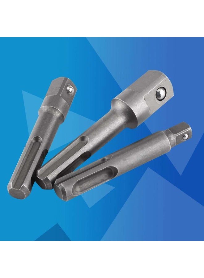 Tangxi 4PCS SDS Plus Socket Adapter Set 1/4" 3/8" 1/2", 1/4" Hex Socket Adaptor, Universal Square Head Drill Bit Extension Connector | Hex Shank Adapter Drill Nut Driver, Power Extension Bit Set for Drills - Image 5