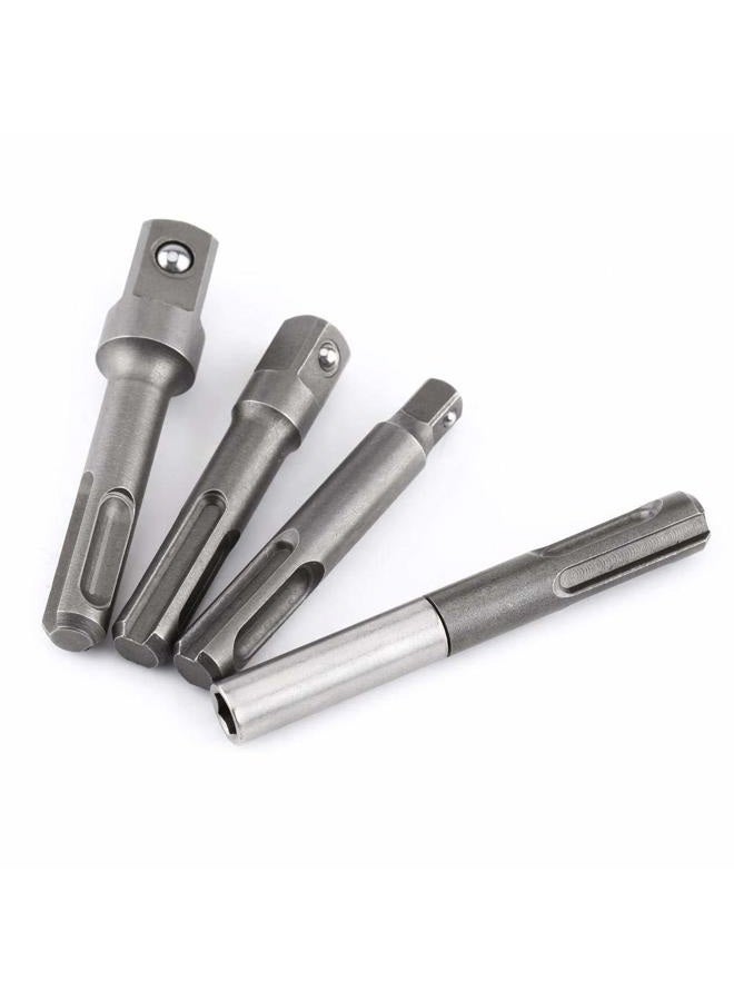 Tangxi 4PCS SDS Plus Socket Adapter Set 1/4" 3/8" 1/2", 1/4" Hex Socket Adaptor, Universal Square Head Drill Bit Extension Connector | Hex Shank Adapter Drill Nut Driver, Power Extension Bit Set for Drills - Image 1