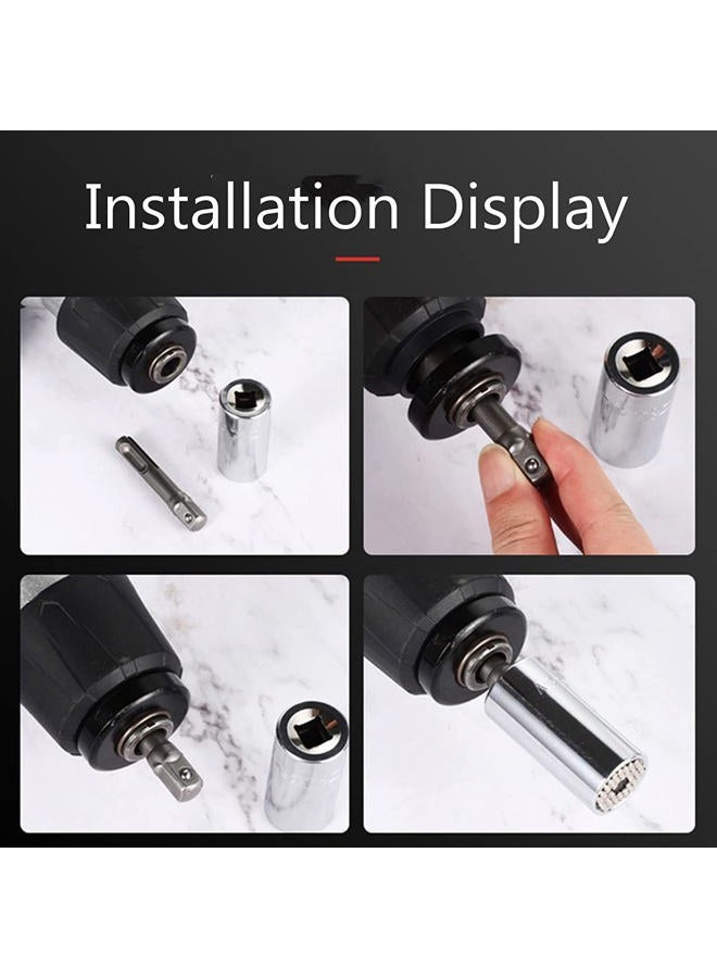 Tangxi 4PCS SDS Plus Socket Adapter Set 1/4" 3/8" 1/2", 1/4" Hex Socket Adaptor, Universal Square Head Drill Bit Extension Connector | Hex Shank Adapter Drill Nut Driver, Power Extension Bit Set for Drills - Image 3