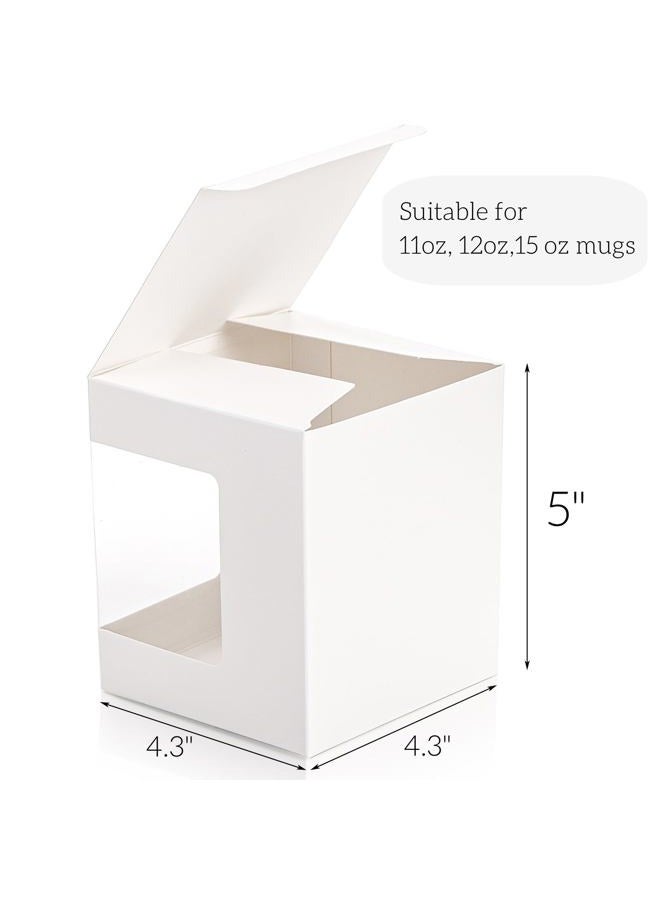 AVLA Sublimation Mug Gift Boxes, 4.3" x 4.3" x 5", Small White Packaging Box, 12oz 15oz Clear Cups, Packaging Box with Clear Window, Cupcake Box, - Image 2