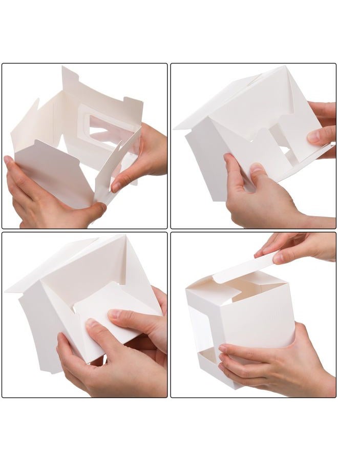 AVLA Sublimation Mug Gift Boxes, 4.3" x 4.3" x 5", Small White Packaging Box, 12oz 15oz Clear Cups, Packaging Box with Clear Window, Cupcake Box, - Image 3