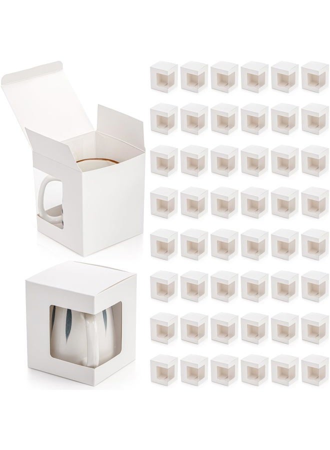 AVLA Sublimation Mug Gift Boxes, 4.3" x 4.3" x 5", Small White Packaging Box, 12oz 15oz Clear Cups, Packaging Box with Clear Window, Cupcake Box, - Image 1