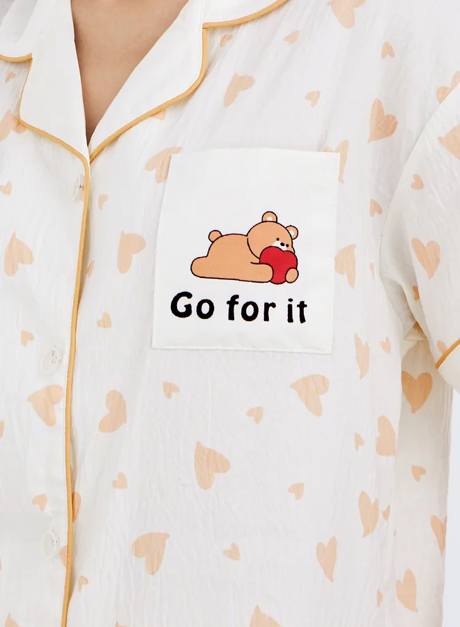 Take Two Take Two Pack of 3 - Bear Print Cotton Shirt, Pants and Shorts