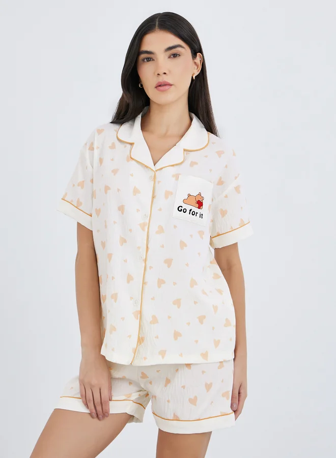 Take Two Take Two Pack of 3 - Bear Print Cotton Shirt, Pants and Shorts