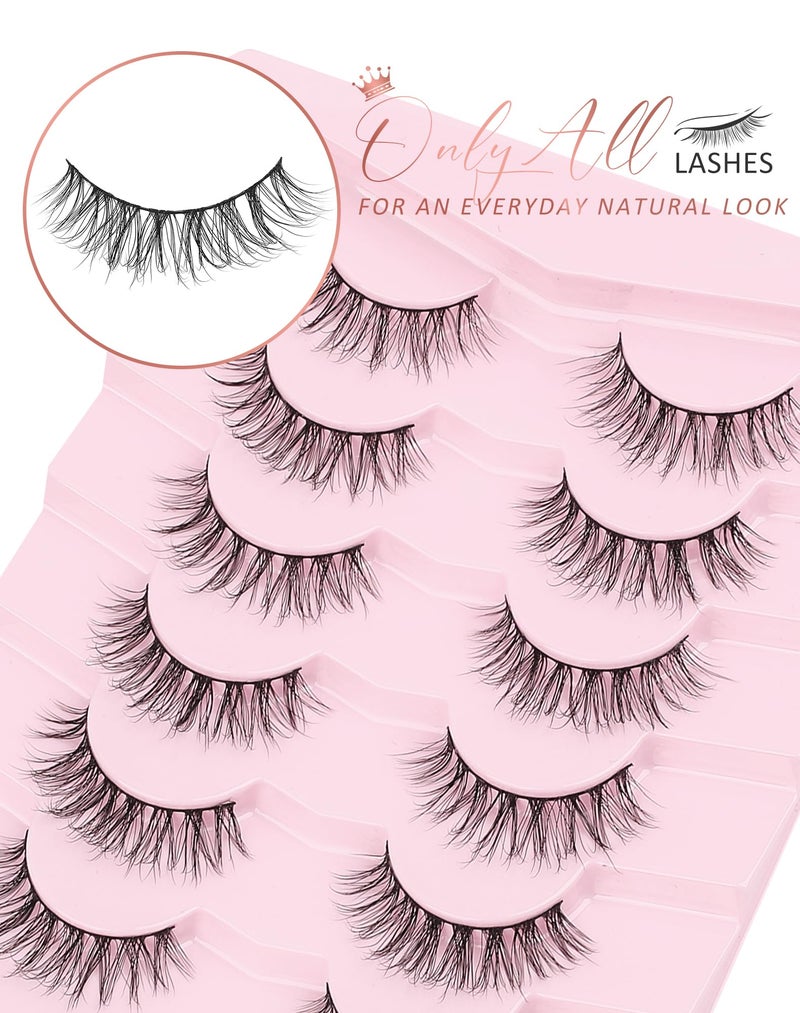 Onlyall Natural Lashes Wispy Lashes Natural Look False Eyelashes Soft Fake Eyelashes 7 Pairs D-K38 - Image 5