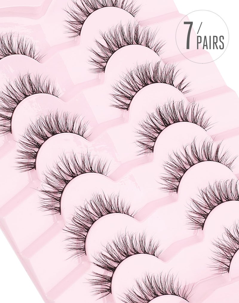 Onlyall Natural Lashes Wispy Lashes Natural Look False Eyelashes Soft Fake Eyelashes 7 Pairs D-K38 - Image 4