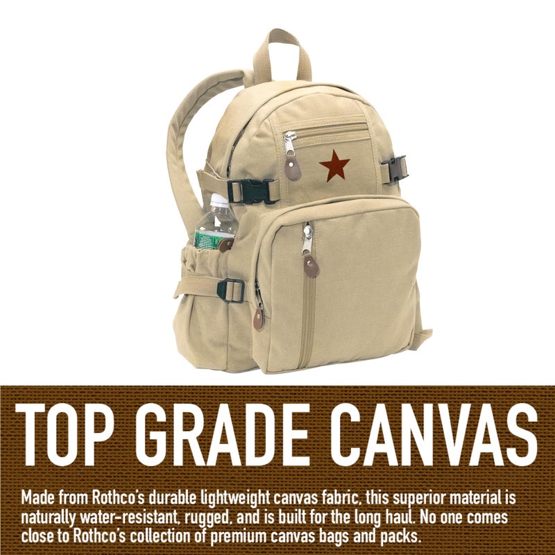 Rothco Khaki Vintage Star Back Pack with Red Star 9162 - Image 5