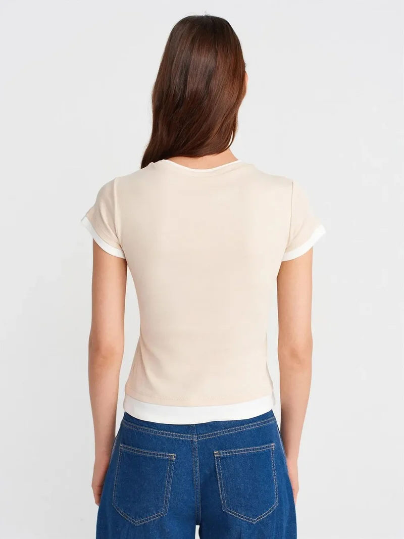 ديلفين DILVIN Women's Slim Fit Cotton Crew Neck T-Shirt