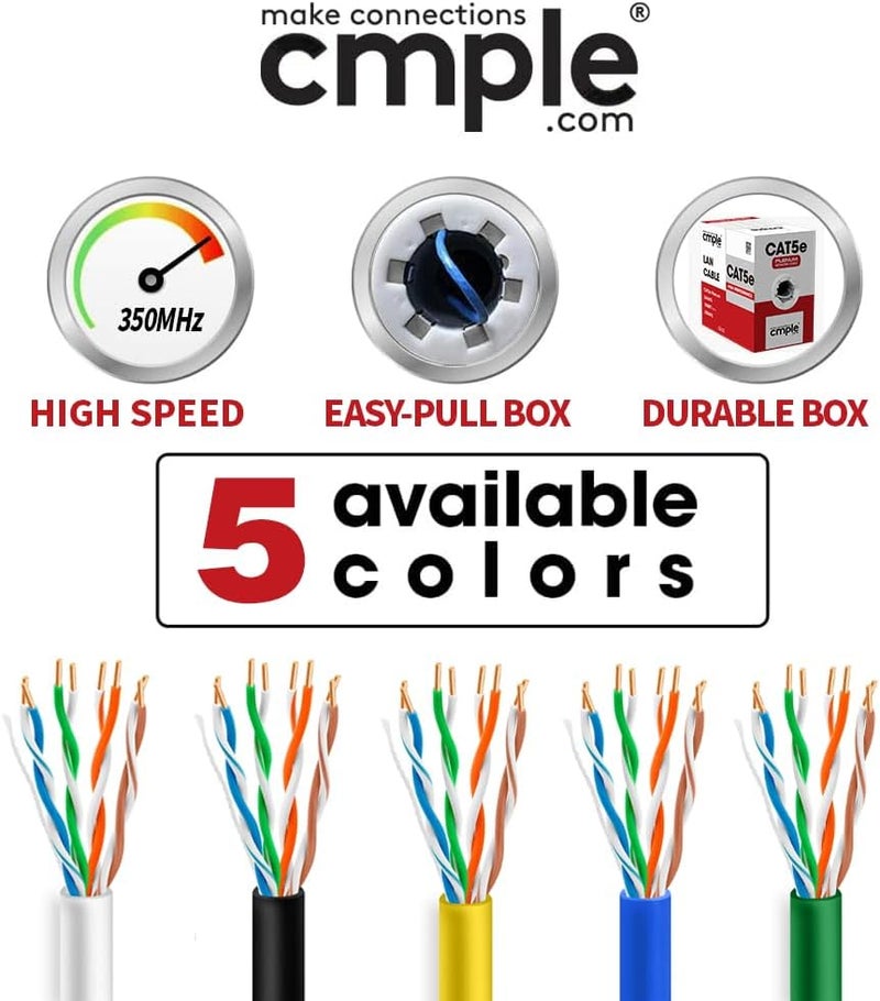 Cmple - Cat5e Plenum Cable 1000ft, CMP, White, 350MHz Gigabit Ethernet Solid Network Internet Bulk UTP - Image 5