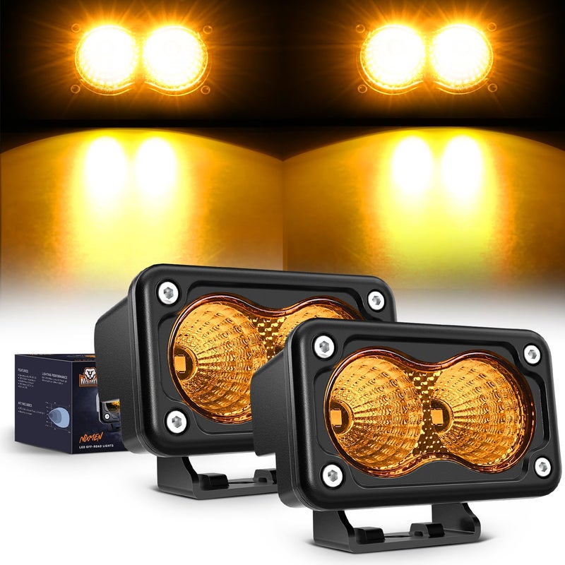 Nilight Amber Motorcycle Light Pods 2 PCS 3 Inch 1070LM Flood Offroad Driving Auxiliary Fog Lights Built-in EMC for Motorbike SUV ATV Truck Boat Tractor Forklift - Image 1