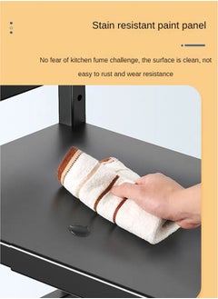 Haidue Extendable Microwave Oven Rack,Microwave/Toaster Shelf Heavy Duty Stand Kitchen Counter Top Organizer  Adjustable Height & Length,1-Tier with 6 Hooks  75KG Weight Capacity  - Image 5