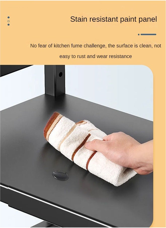 Haidue - Extendable Microwave Oven Rack,Microwave/Toaster Shelf Heavy Duty Stand Kitchen Counter Top Organizer  Adjustable Height & Length,1-Tier with 6 Hooks  75KG Weight Capacity - Image 1