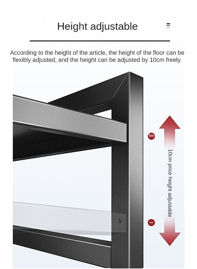 Haidue - Extendable Microwave Oven Rack,Microwave/Toaster Shelf Heavy Duty Stand Kitchen Counter Top Organizer  Adjustable Height & Length,1-Tier with 6 Hooks  75KG Weight Capacity - Image 1