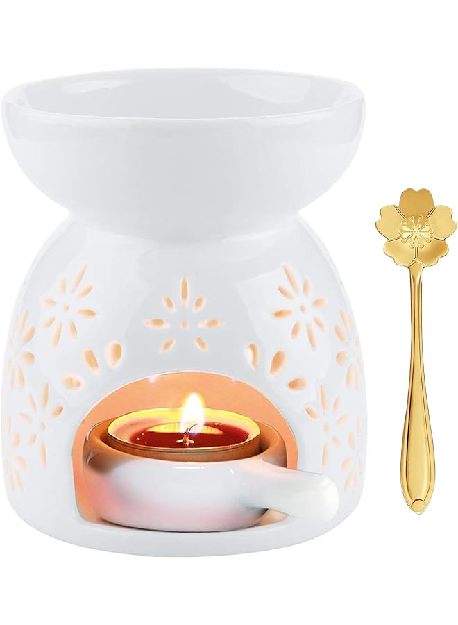 Set of 3 Ceramic Tealight Candleholder, Essential Oil Burner Wax Melt Burners, Ceramic Tealight Holder, Aroma Oil Burner, White Aroma Burner, Candle Tealight Holder for Aroma Oil and Wax Melts